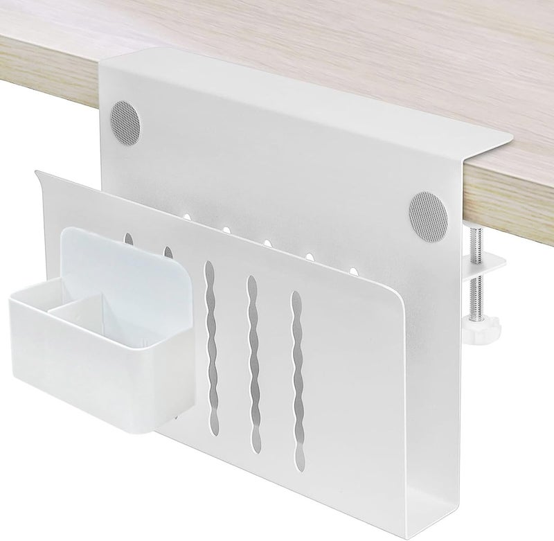 osseph Desk Side Storage  Under Desk Laptop Holder with Anti-Scratch Pad & Magnetic Pen Holder  Laptop Holder for Table  No Drill Hanging Table Organizer Fits Flat Edge 0.3"" to 2.3"" - Image 1